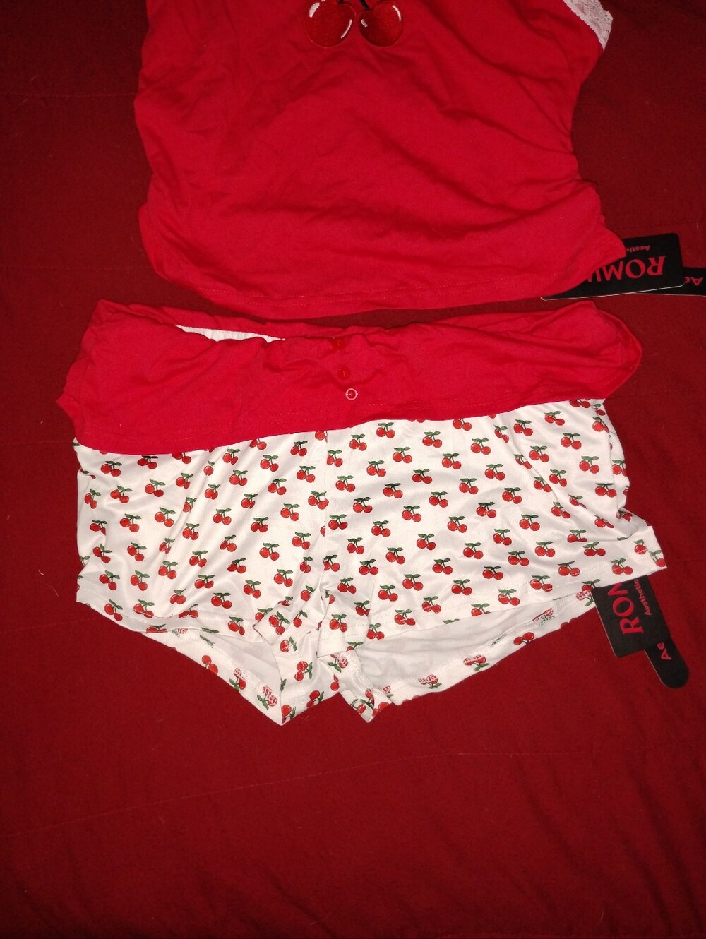 Red cherry pajama set. - Picture 5 of 5